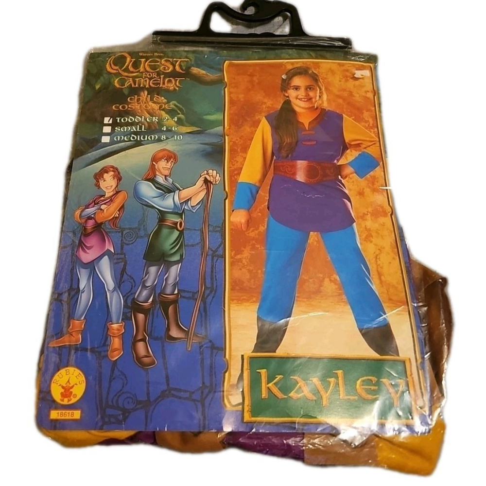 New Quest For Camelot Kayley Full Costume Toddler 2-4 Vintage 1998 Made In USA